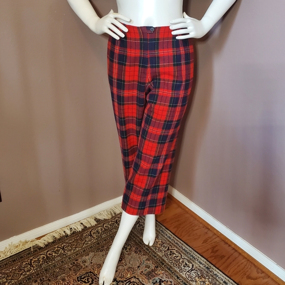 Pendleton Pants - VTG PENDLETON red plaid wool cropped pants size 18, fits M